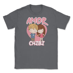 Amor Chibi Anime Couple Humor Unisex T-Shirt - Smoke Grey