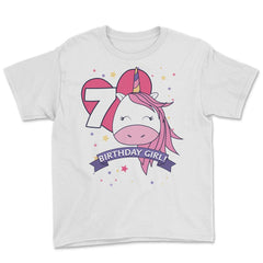 Birthday Girl! Unicorn 7th Birthday graphic design Gifts Youth Tee - White