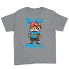 My Year My Rules Funny Year of the Tiger Meme Quote product Youth Tee - Grey Heather