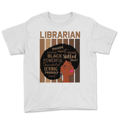 Librarian Melanin African American Woman Reading Lover print Youth Tee - White