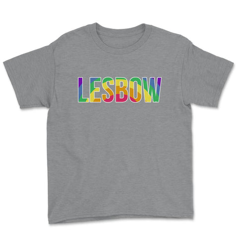 Lesbow Rainbow Word Gay Pride Month 2 t-shirt Shirt Tee Gift Youth Tee - Grey Heather