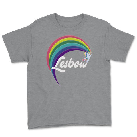 Lesbow Rainbow Unicorn Color Gay Pride Month t-shirt Shirt Tee Gift - Grey Heather