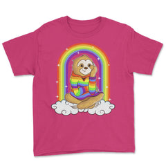 Gay Pride Rainbow Sloth Sitting on Clouds Pride Funny Gift design - Heliconia