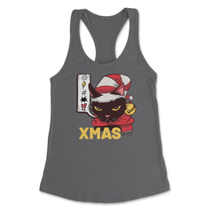 I Hate Christmas Funny Cute Angry Black Cat Face Pun Meme design - Dark Grey