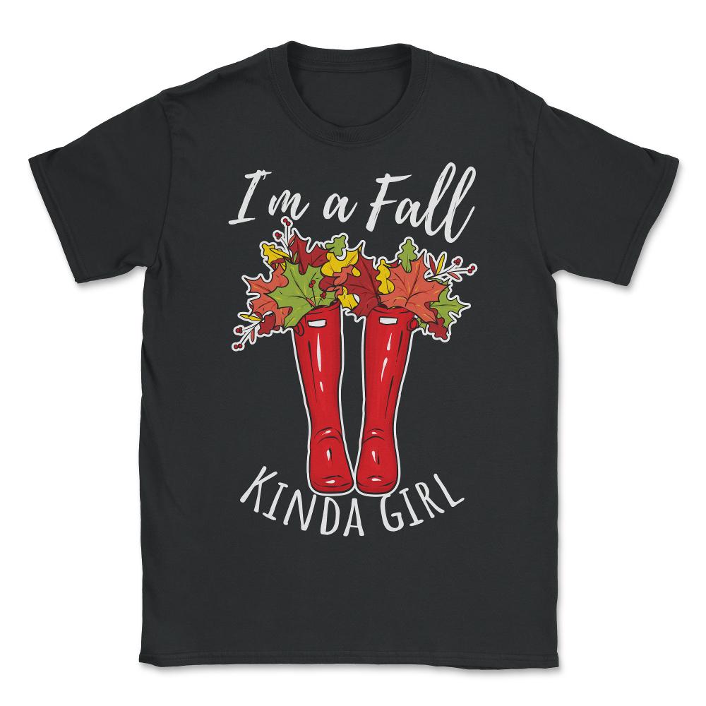 I'm a Fall Kinda Girl Design Red Rubber Boots product - Unisex T-Shirt - Black