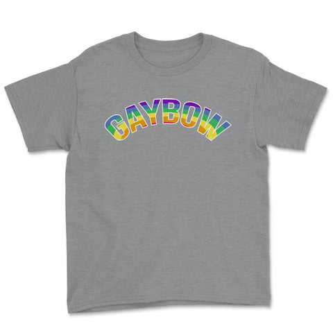 Gaybow Rainbow Word Art Gay Pride t-shirt Shirt Tee Gift Youth Tee - Grey Heather