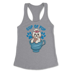 Shih Tzu Cup of Pup Cute Funny Puppy graphic Women's Racerback Tank - Heather Grey