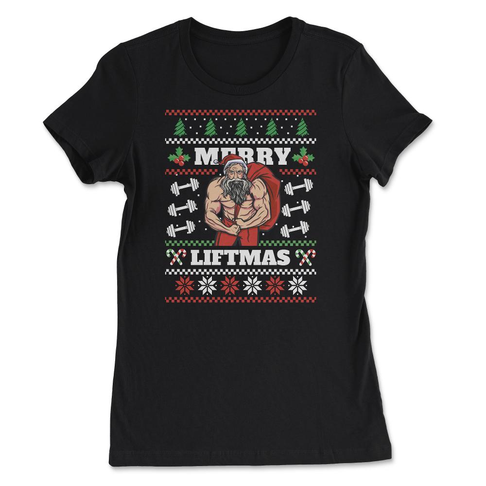 Merry Liftmas Christmas Pun Ugly graphic Style design - Women's Tee - Black