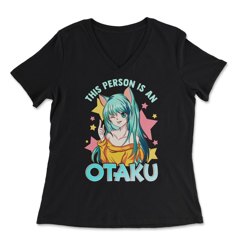 This Person is an Otaku Anime Gift product - Women's V-Neck Tee - Black