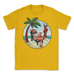 Summer Santa Claus at the Beach Tropical Vacations Funny print Unisex - Gold