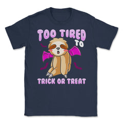 Trick or Treat Sloth Cute Halloween Funny Unisex T-Shirt - Navy