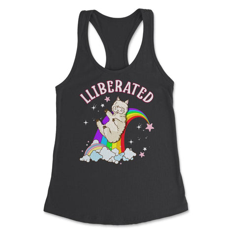 Rainbow Llama Gay Pride Funny Gift print Women's Racerback Tank - Black