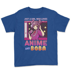 Just A Girl Who Loves Anime And Boba Gift Bubble Tea Gift graphic - Royal Blue