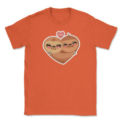 Sloth Love Heart Funny Humor Valentine T-Shirt Unisex T-Shirt - Orange