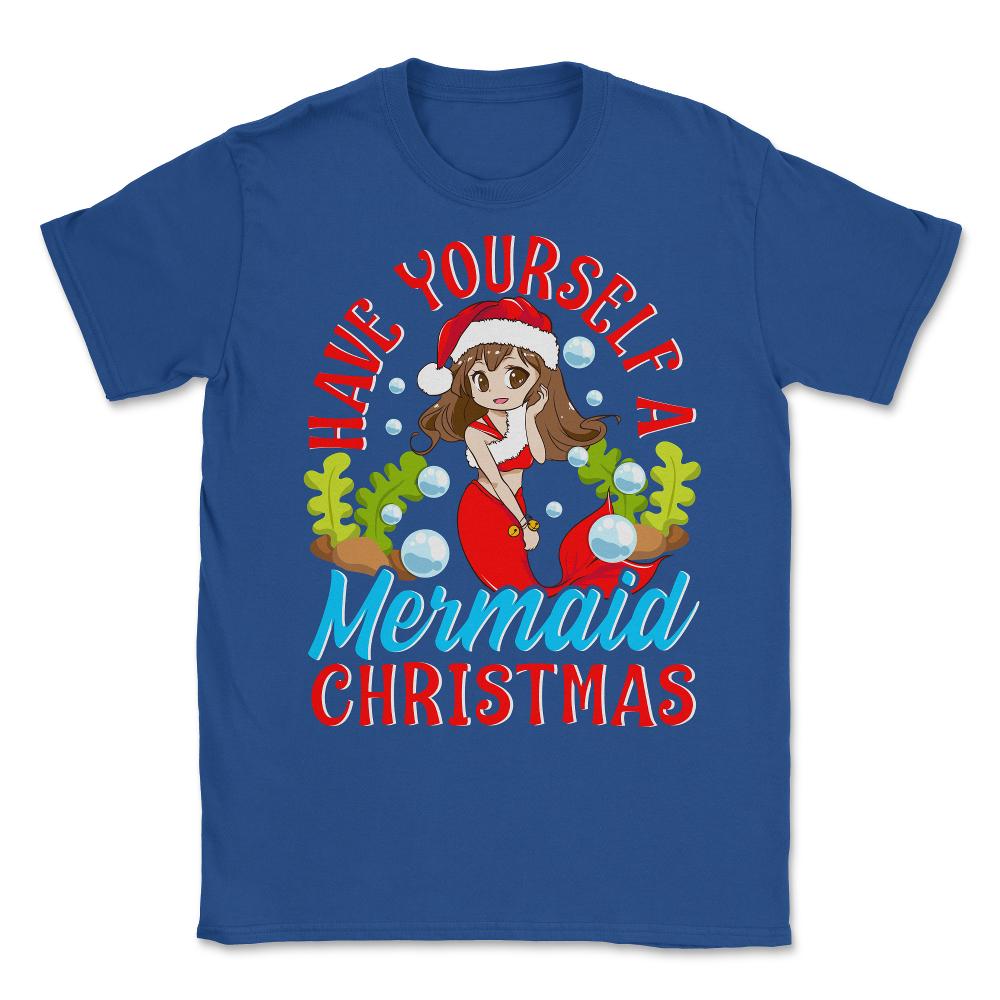 Christmas Mermaid Anime Girl Unisex T-Shirt - Royal Blue