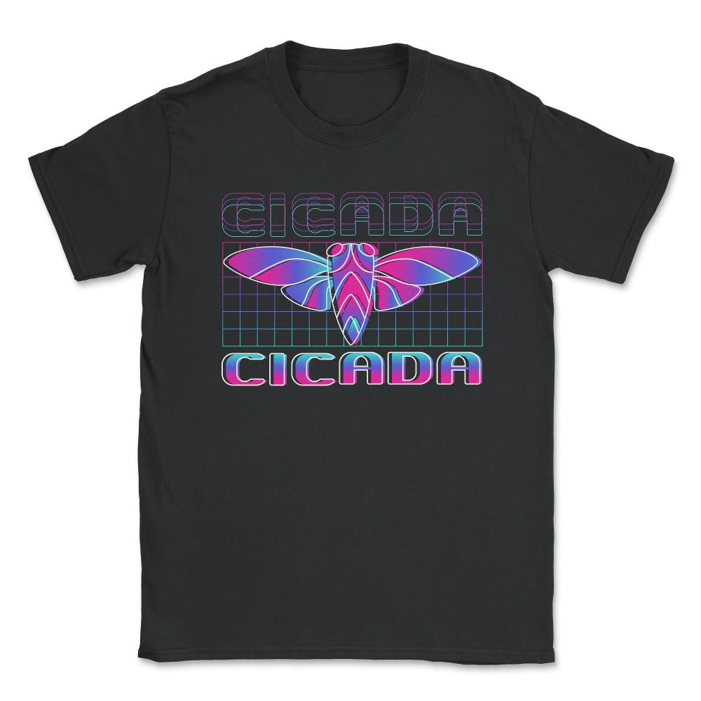 Retro Vintage Vaporwave Cicada Glitch Design product Unisex T-Shirt - Black