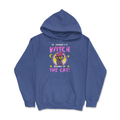 Beware of the Cat Cute Halloween Black Kitten Gift Hoodie - Royal Blue