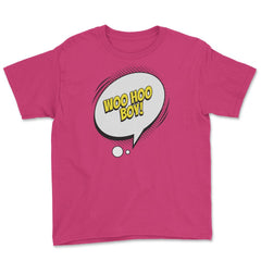 Woo Hoo Boy with a Comic Thought Balloon Graphic design Youth Tee - Heliconia