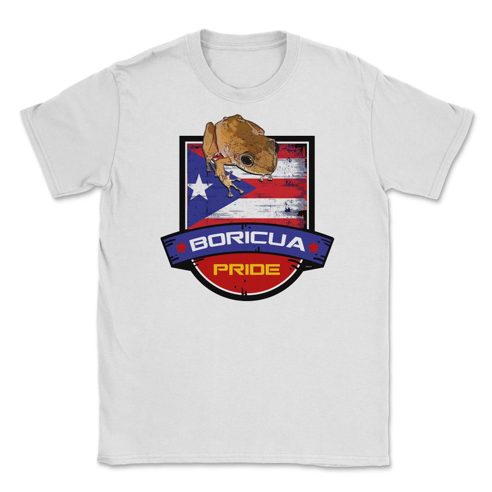 Boricua Pride Coqui & Puerto Rico Flag T-Shirt  & Gifts Unisex T-Shirt - White