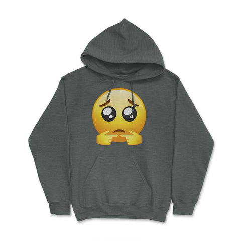 Shy Fingers Performing The Finger Touch & Shy Emoticon print Hoodie - Dark Grey Heather