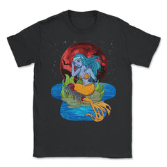Zombie Mermaid Funny Halloween Trick or Treat Gift Unisex T-Shirt - Black