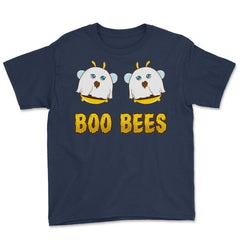 Boo Bees Halloween Ghost Bees Characters Funny Youth Tee - Navy