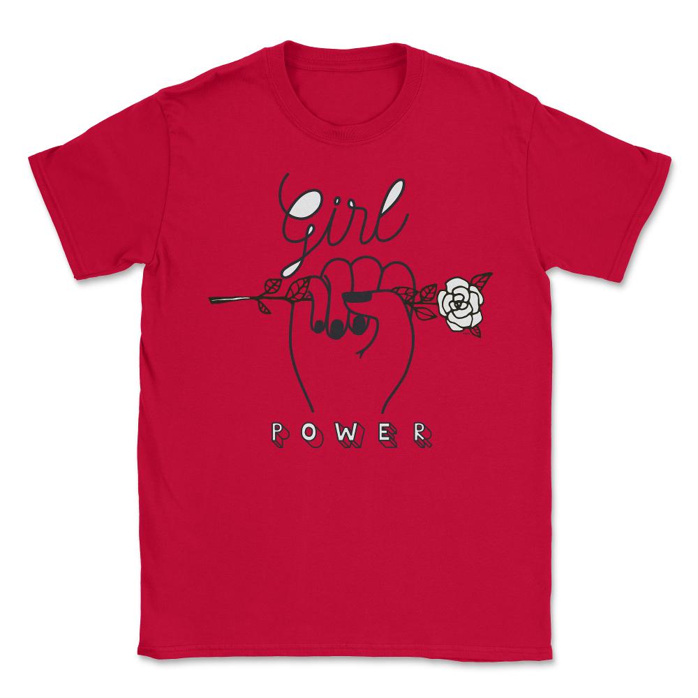Girl Power Flower T-Shirt Feminism Shirt Top Tee Gift Unisex T-Shirt - Red