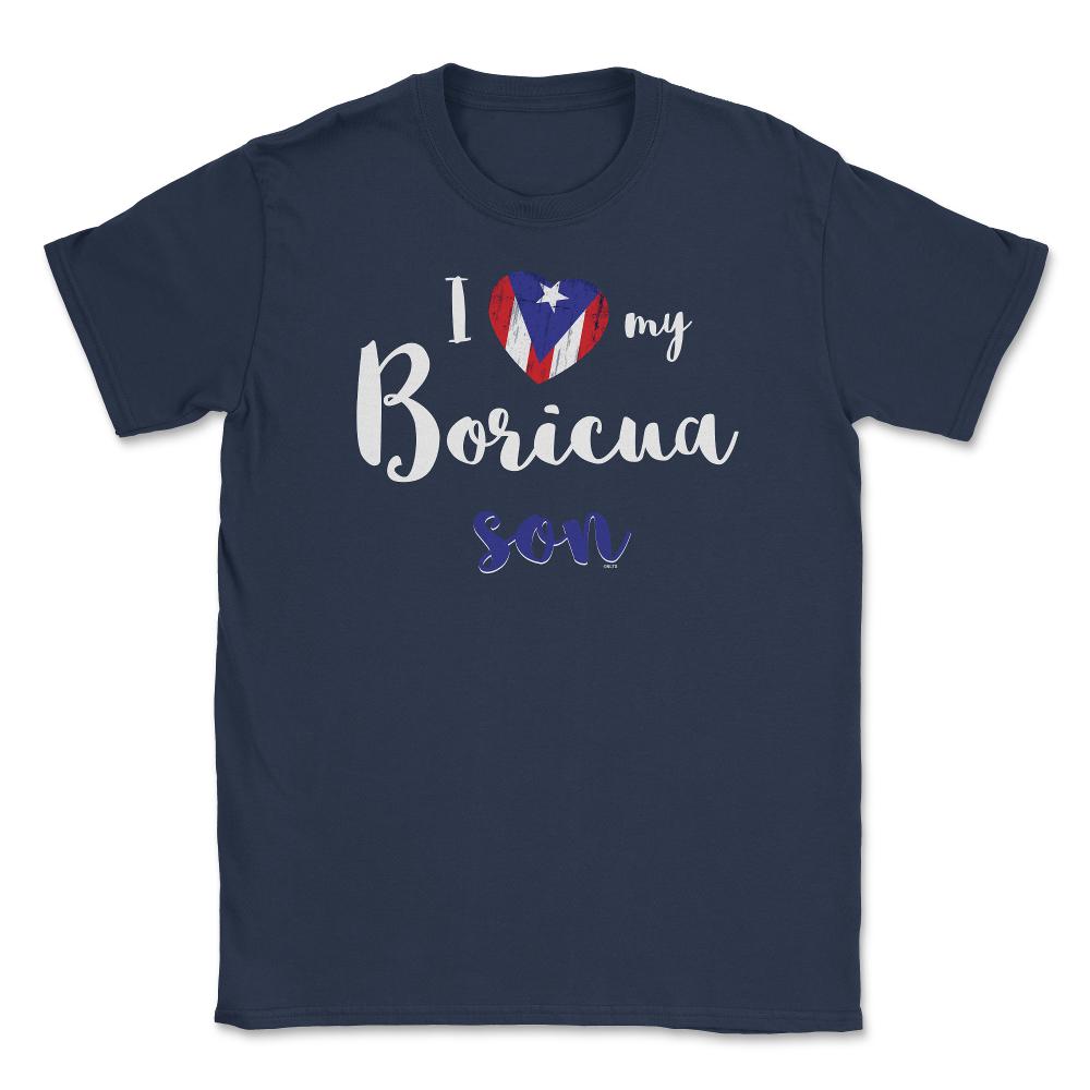 I love my Boricua Son Valentine T-Shirt Unisex T-Shirt - Navy