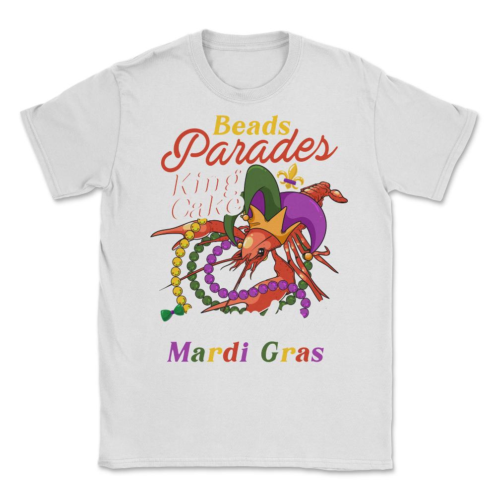 Crawfish With Jester Hat & Bead Necklaces Funny Mardi Gras design - White