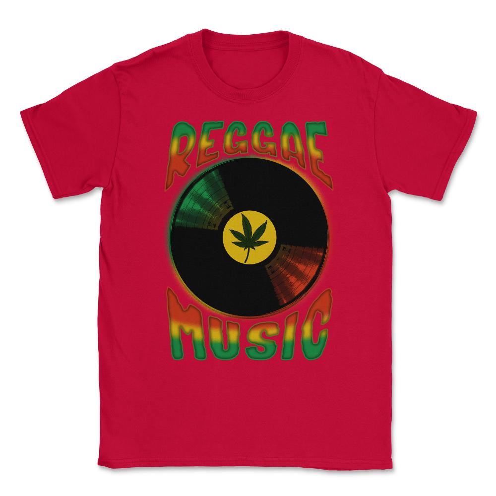 Reggae Music Vinyl Record Design Gift print Unisex T-Shirt - Red