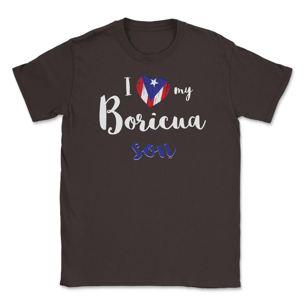 I love my Boricua Son Valentine T-Shirt Unisex T-Shirt - Brown