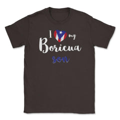 I love my Boricua Son Valentine T-Shirt Unisex T-Shirt - Brown
