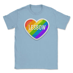 Lesbow Rainbow Heart Gay Pride product design Tee Gift Unisex T-Shirt - Light Blue