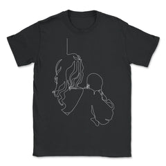 Outline Mom with baby Motherhood Theme for Line Art Lovers product - Unisex T-Shirt - Black