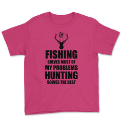 Funny Fishing Solves Most Problems Hunting Solves The Rest print - Heliconia