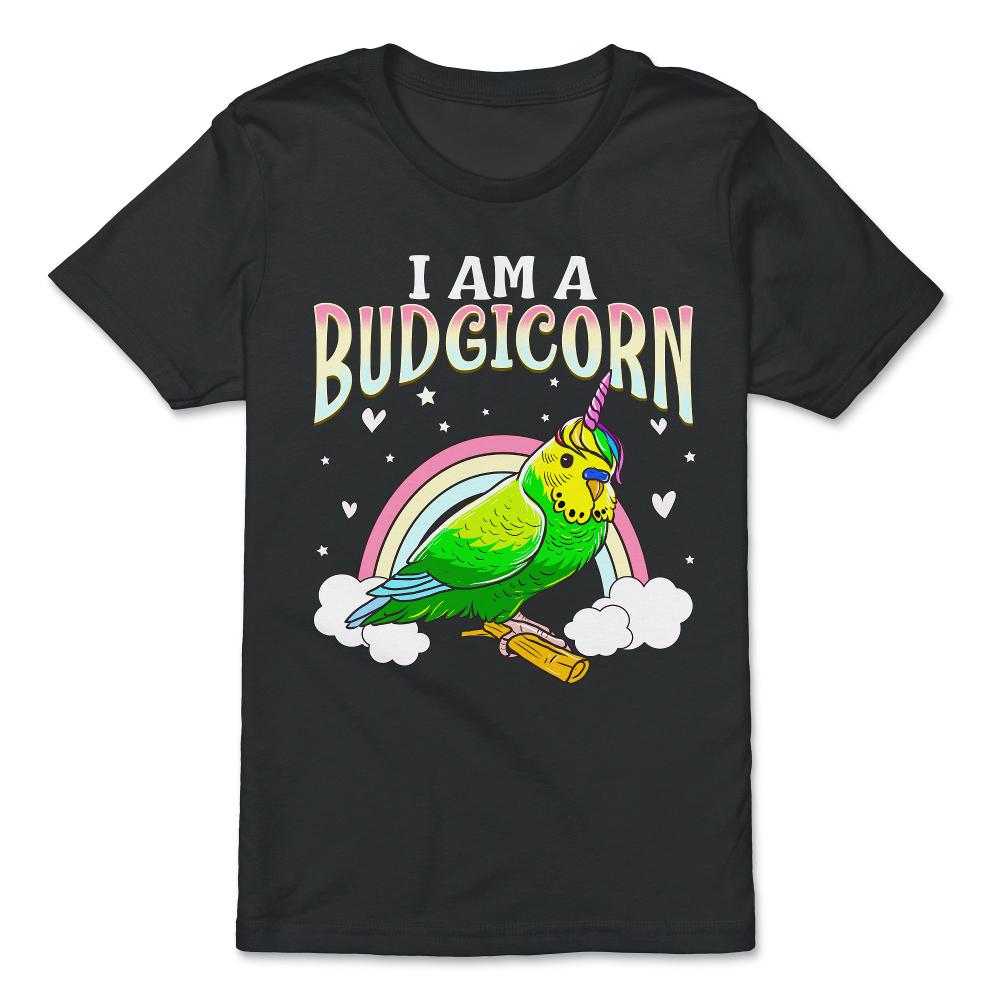 I am A Budgiecorn Funny & Cute Budgie Unicorn Parakeet print - Premium Youth Tee - Black