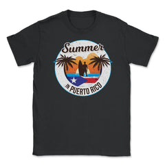 Summer in Puerto Rico Surfer Puerto Rican Flag T-Shirt Tee Unisex - Black
