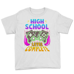 High School Complete Video Game Controller Graduate product Youth Tee - White