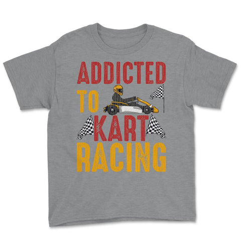 Addicted To Kart Racing graphic Youth Tee - Grey Heather