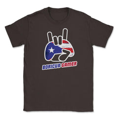 Puerto Rico Flag Boricua Gamer Fun Humor T-Shirt Tee Shirt Gift - Brown