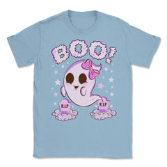Boo! Girl Cute Ghost Funny Humor Halloween Unisex T-Shirt - Light Blue