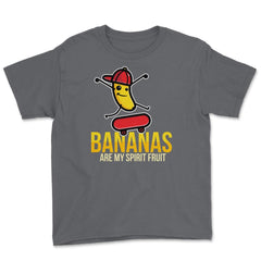 Bananas are My Spirit Fruit Funny Banana Skater graphic Youth Tee - Smoke Grey