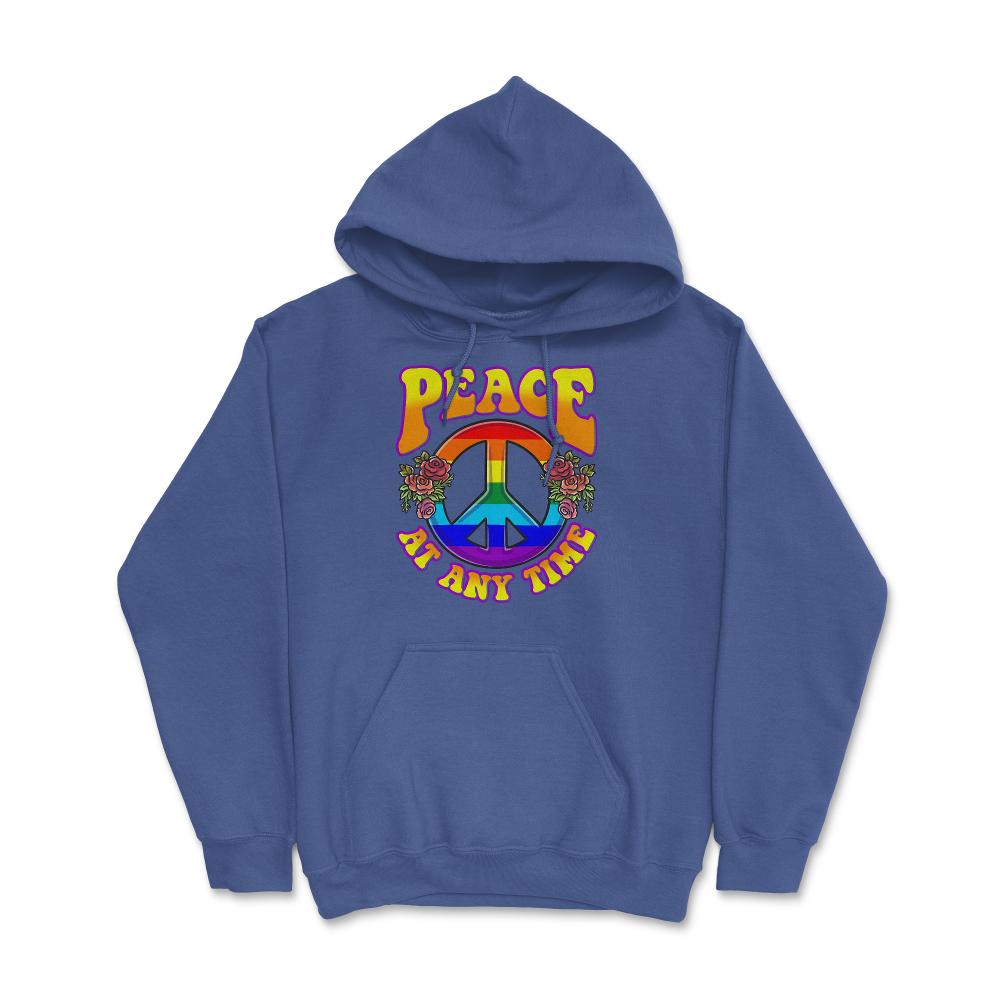 Peace At Any Time Motivational Rainbow Peace Meme graphic Hoodie - Royal Blue