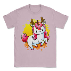 Kawaii Xmas Unicorn Funny Humor  Unisex T-Shirt - Light Pink