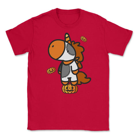 Halloween Unicorn with Pumpkins T Shirts Gifts Unisex T-Shirt - Red
