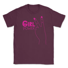 Girl Power Peace Sign T-Shirt Feminism Shirt Top Tee Gift Unisex - Maroon