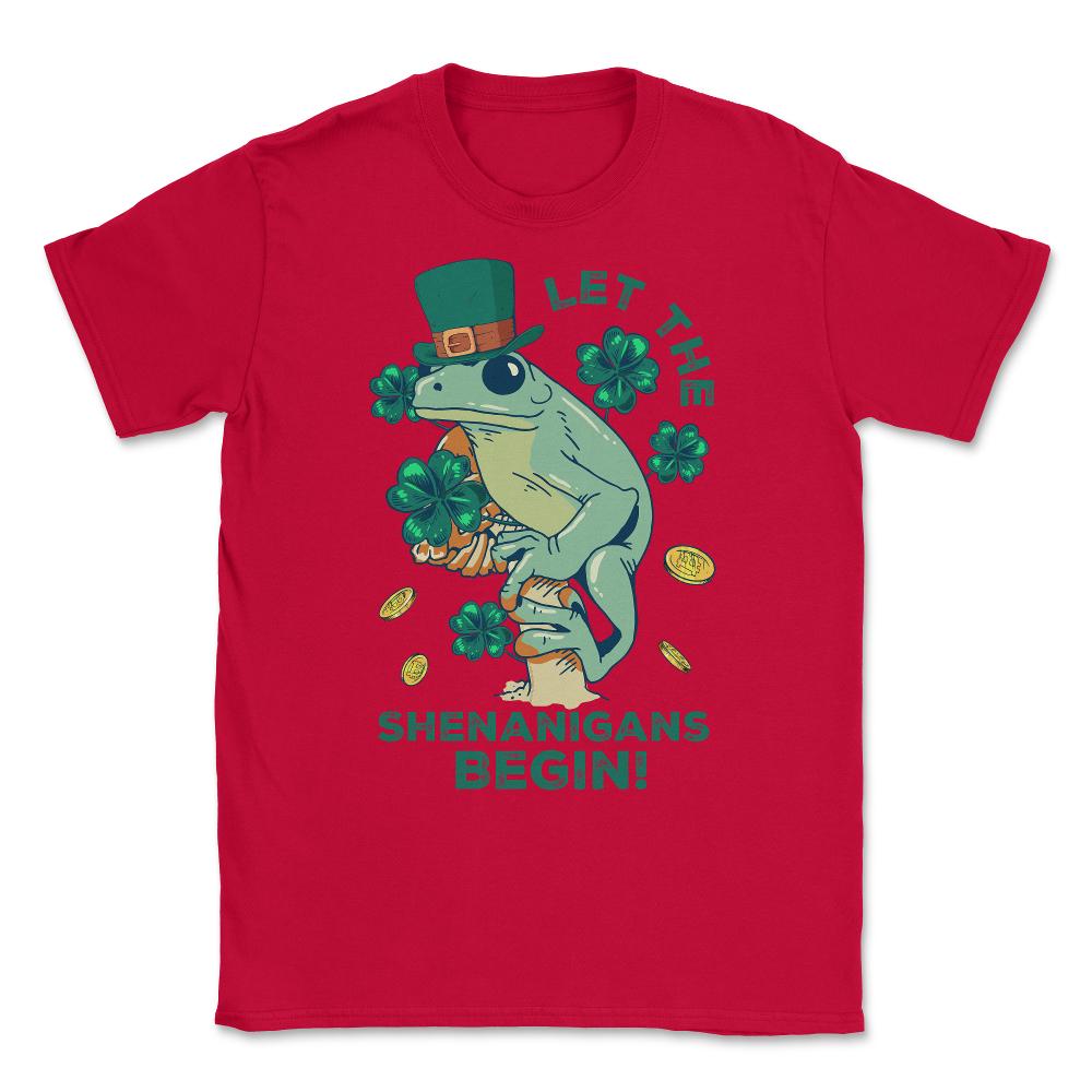 Let the Shenanigans Begin! Cottagecore Frog St Patrick Humor design - Red