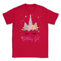 Birthday Girl! Unicorn Lashes design Gift Unisex T-Shirt - Red