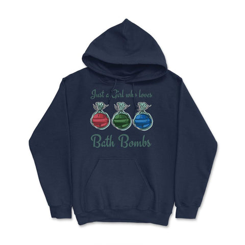 Just a Girl Who loves Bath Bombs Relaxed Women graphic Hoodie - Navy