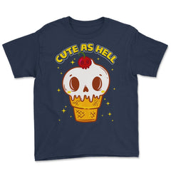 Cute as Hell Funny Skull Ice Cream Halloween Youth Tee - Navy